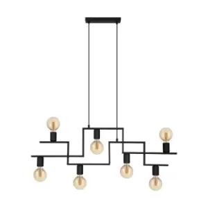 Hanging Ceiling Pendant Light Black Industrial 7x E27 Multi Lamp Table Feature