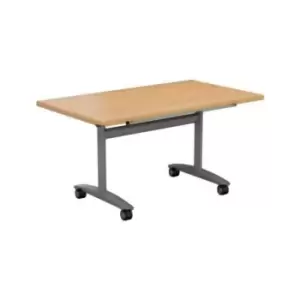 Tc One Tilting Table 1400 x 700 - White Top and Silver Legs