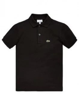Lacoste Boys Classic Short Sleeve Pique Polo, Black, Size 3 Years