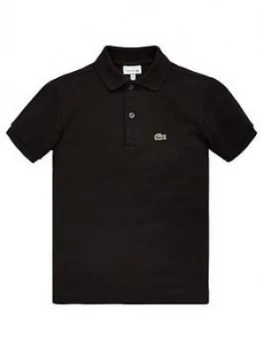 Lacoste Boys Classic Short Sleeve Pique Polo, Black, Size 8 Years