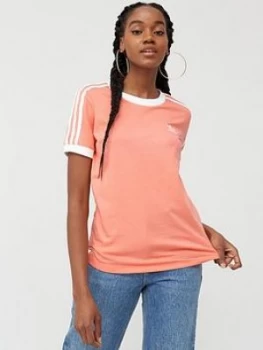 adidas Originals 3 Stripe Tee, Pink, Size 12, Women