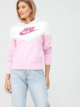 Nike NSW Heritage Pullover Hoodie - Pink/White , Pink Size M Women