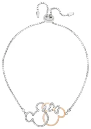 Disney Kid's Sterling Silver Mickey and Minnie Link Bracelet