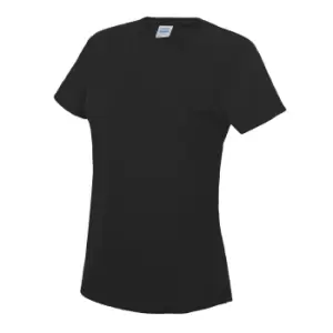 AWDis Just Cool Womens/Ladies Sports Plain T-Shirt (XS) (Jet Black)