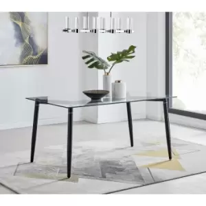 Pisa Glass Black Leg Rectangular 6 Seat Dining Table