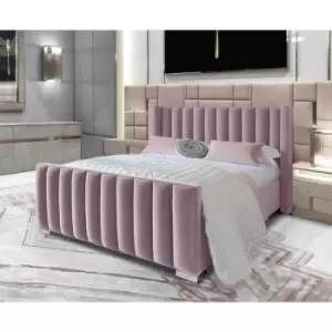 Melina Bed Small Double Plush Velvet Pink