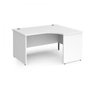 Dams International Right Hand Ergonomic Desk with White MFC Top and Graphite Panel Ends and Silver Frame Corner Post Legs Contract 25 1400 x 1200 x 72