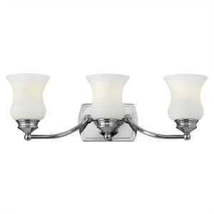 3 Light Bathroom Over Mirror Wall Light Polished Chrome IP44, G9