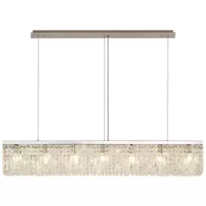 138x9cm Rectangular Ceiling Pendant Chandelier, 7 Light E14, Polished Chrome, Crystal - Luminosa Lighting