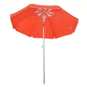 Outsunny Beach Umbrella with Tiltable Canopy - Orange