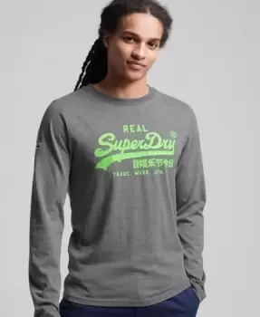 Superdry Mens Vintage Logo American Classic Top Grey / Rich Charcoal Marl - Size: S