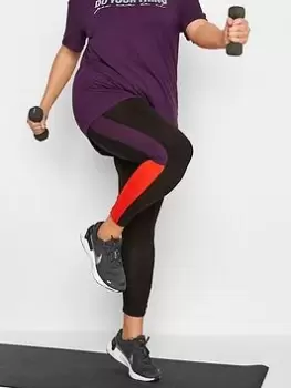 Yours Colour Clash Active Legging - Black, Size 26-28, Women