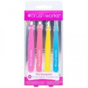 Brushworks Tweezers HD Combination Tweezer Set - Neon