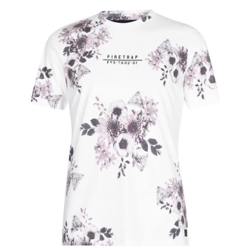 Firetrap Sub T Shirt Mens - White Floral