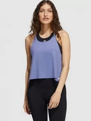 Adidas Yoga Crop Tank Top, Violet, Size S, Women