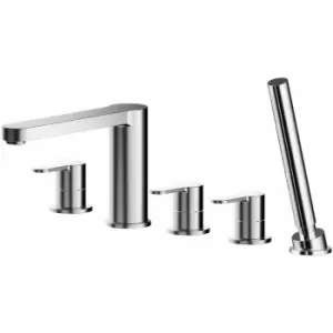 Arvan 5-Hole Pillar Mounted Bath Shower Mixer Tap - Chrome - Nuie