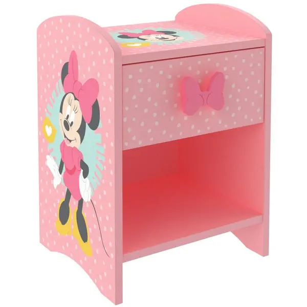 Minnie Mouse Pink Bedside Table 35cm l x 30 w x 48cm h - Pink - Disney