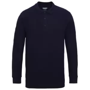 Gildan Mens Long Sleeve Double Pique Cotton Polo Shirt (3XL) (Navy)