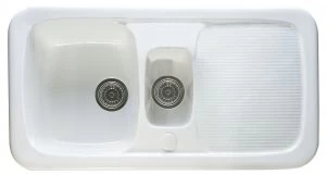 Wickes Farmhouse 1.5 Bowl Kitchen Ceramic White Sink