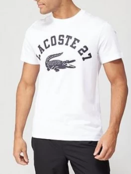 Lacoste Croc Varsity Detail T-Shirt - White, Size L, Men