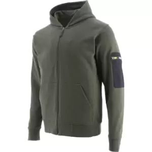 Caterpillar Mens Loopback Full Zip Hoodie Army Moss S