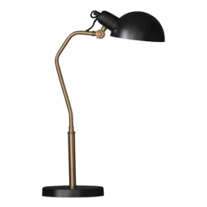 Largo Task Table Lamp Satin Black, Aged Brass Paint