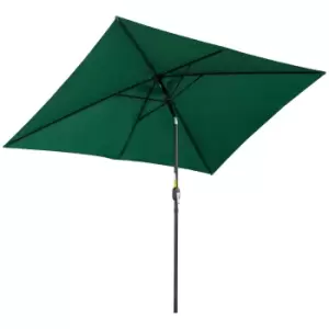 Outsunny 3x2m Patio Parasol Garden Umbrellas Canopy with Aluminum Tilt Crank Rectangular Sun Shade Steel, Green