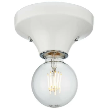 Merano Porto Bathroom Flush Ceiling Light Gloss White Glaze & Chrome Plate IP44