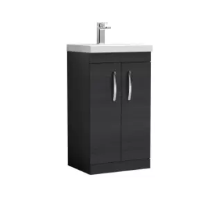 Nuie Athena 500 Floor Standing 2-door Vanity & Thin-edge Basin - Black Woodgrain