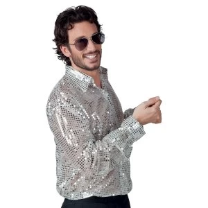 Disco Shirt with Sequins Silver Medium