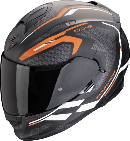 Scorpion EXO-491 Kripta Matt Black-Orange-White Full Face Helmet Size L