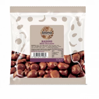 Biona Organic Milk Choc Raisin - 60g (12 minimum)