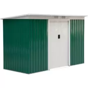 Outsunny - 9 x 4FT Outdoor Garden Storage Shed w/ 2 Door Galvanised Metal Green