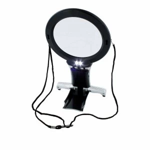 LED Neck and Desk Magnifier 2x with Inbuilt Lens, Black