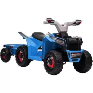 Homcom - Electric Quad Bike, 6V Kids Ride-On atv with Back Trailer - Blue - Blue