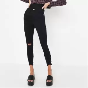 Missguided Petite Sinner Distressed Skinny Jeans - Black