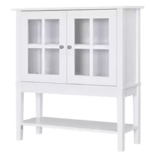 HOMCOM Modern Kitchen Sideboard Storage Cabinet Cupboard with 2 Glass Doors Adjustable Shelf for Dinning Room,Living Room, 80L x 28W x 84Hcm, White