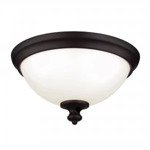 2 Light Flush Mount Ceiling Light Bronze, E27