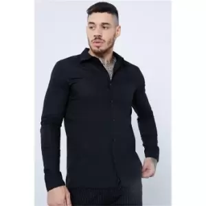 I Saw It First Black Slim Fit Long Sleeeve Poplin Shirt - Black