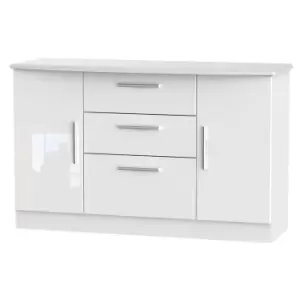 Fourisse Ready Assembled 2 Door 3 Drawer Sideboard White Gloss