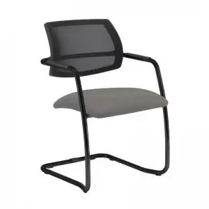 Tuba Black cantilever frame conference chair with half mesh back -