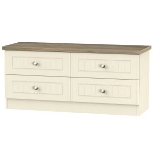 Robert Dyas Wilcox Ready Assembled 4-Drawer Midi Chest of Drawers - Cream Ash