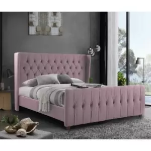 Envisage Trade - Clarita Upholstered Beds - Plush Velvet, Small Double Size Frame, Pink - Pink