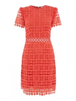 Michael Kors Ruffle lace detail dress Red