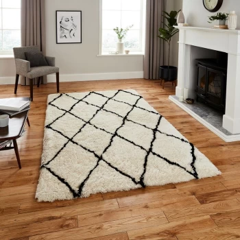 Morocco Think 2491 Ivory Black 120cm x 170cm Rectangle - Ivory