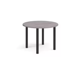 Circular Black radial leg meeting table 1000mm - grey oak