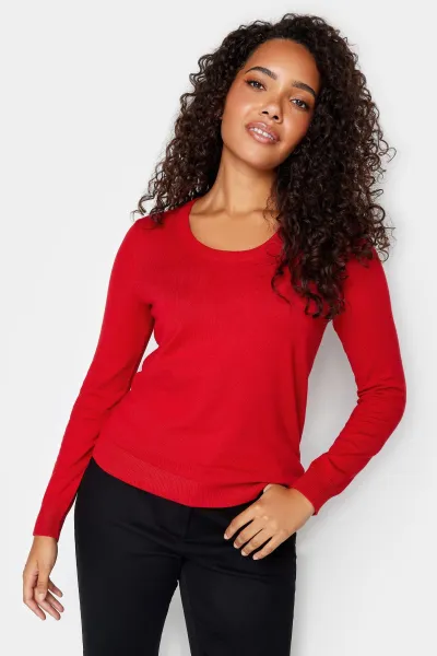 M&Co Red Scoop Neck Jumper, Red, Size 22-24, Women