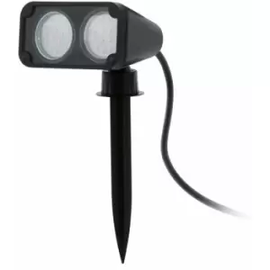 Loops - IP44 Outdoor Ground Spike Light Black Plastic 2 x 3W GU10 Bulb Spotlight