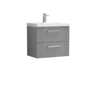 Nuie Deco 600mm Wall Hung 2 Drawer Vanity & Basin 3 - Satin Grey