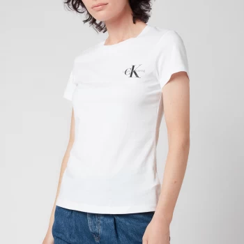 Calvin Klein Jeans Womens Monogram Logo 2-Pack Slim T-Shirt - CK Black/Bright White - S